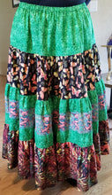 Load image into Gallery viewer, green and orange dancing bear spinning skirt long length
