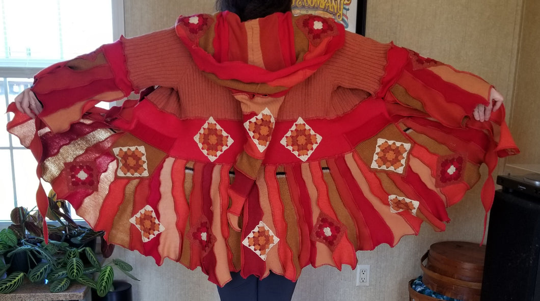 Granny pixie coat XL- 2XL upcycled sweater