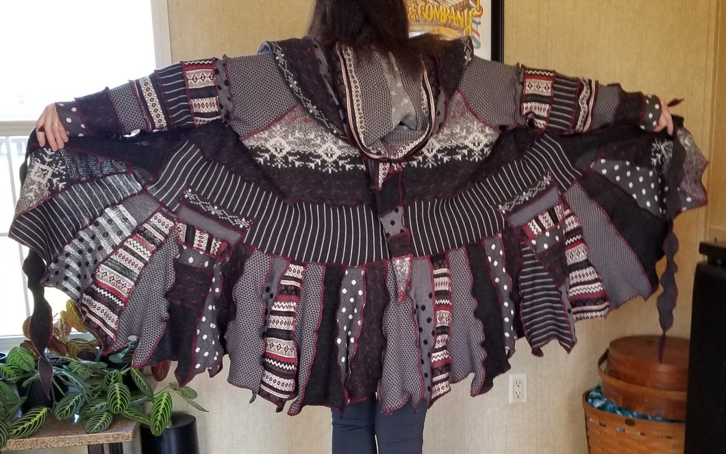 Moon glow pixie coat 3X+ upcycled sweater