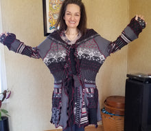 Load image into Gallery viewer, Moon glow pixie coat 3X+ upcycled sweater
