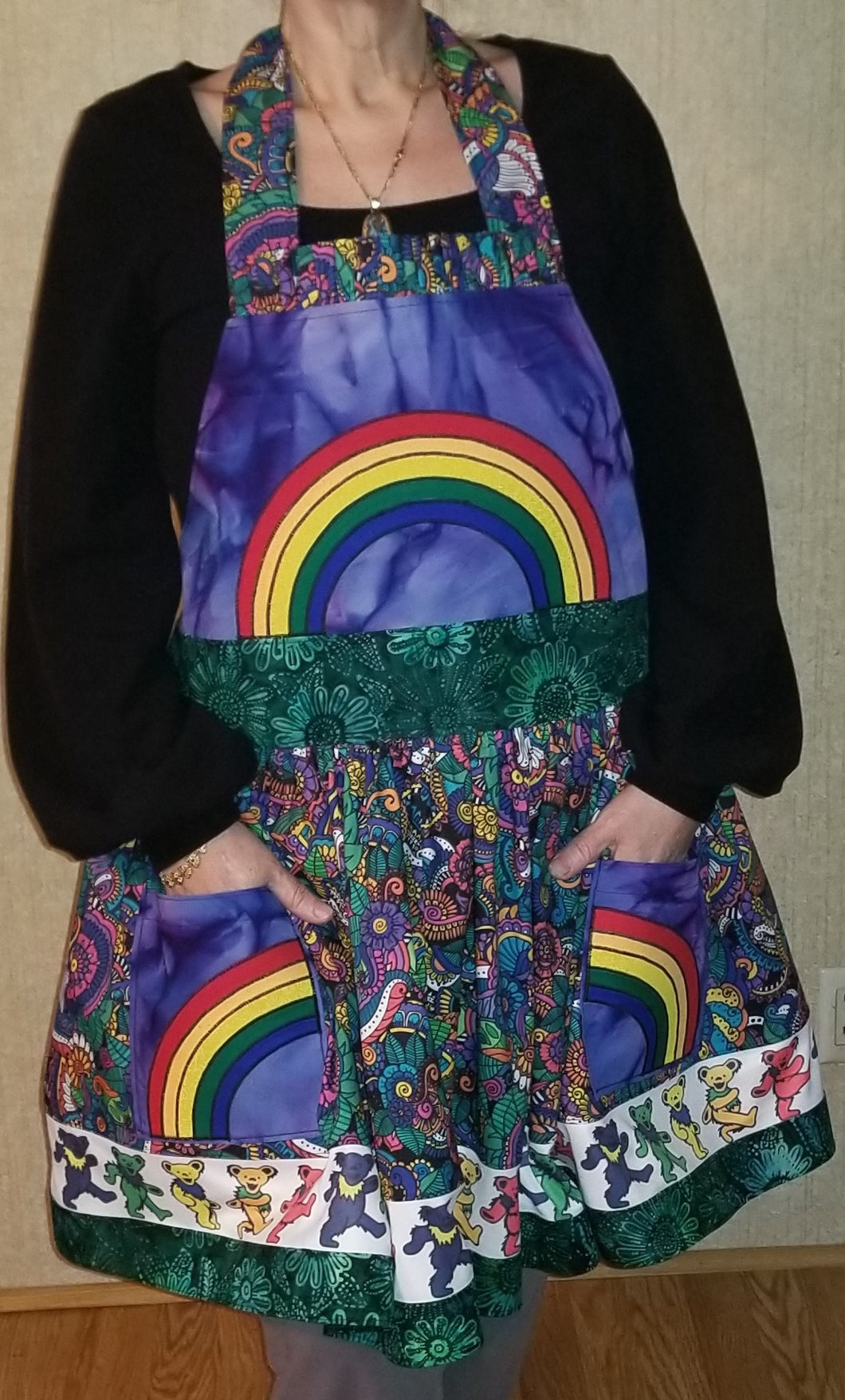 Rainbow dancing bear apron